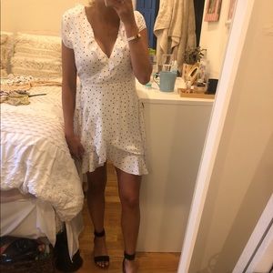 White and black heart Aritzia wrap dress